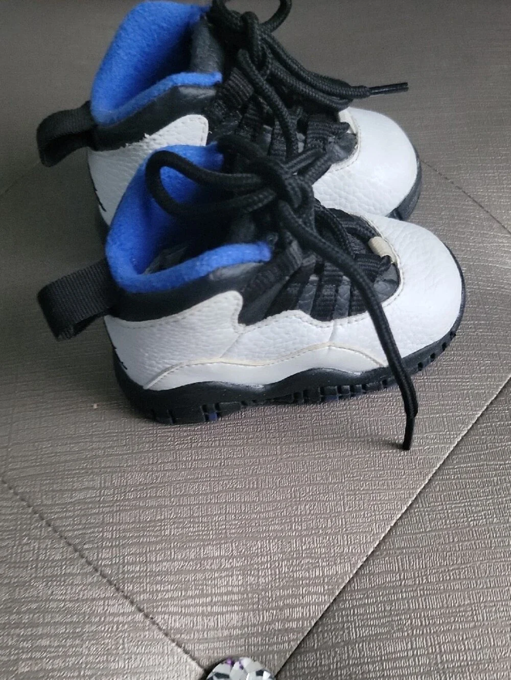 Jordan Baby Walker Shoes in White, Black & Blue